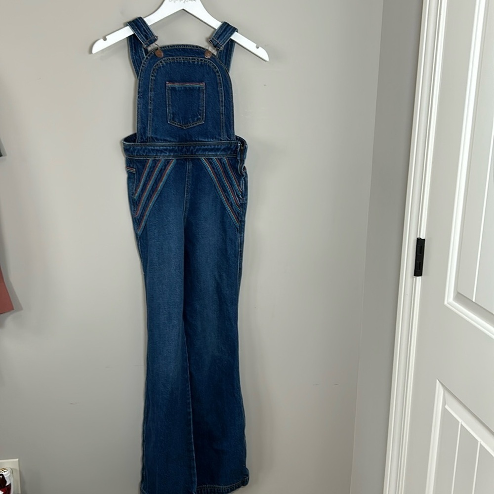 Free People Blue Denim Wide-Leg Overalls Jumpsuit - Picture 5 of 15